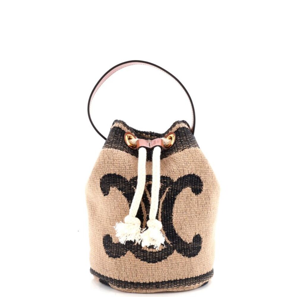 Celine Drawstring Bucket Bag Triomphe Printed Tex… - image 1